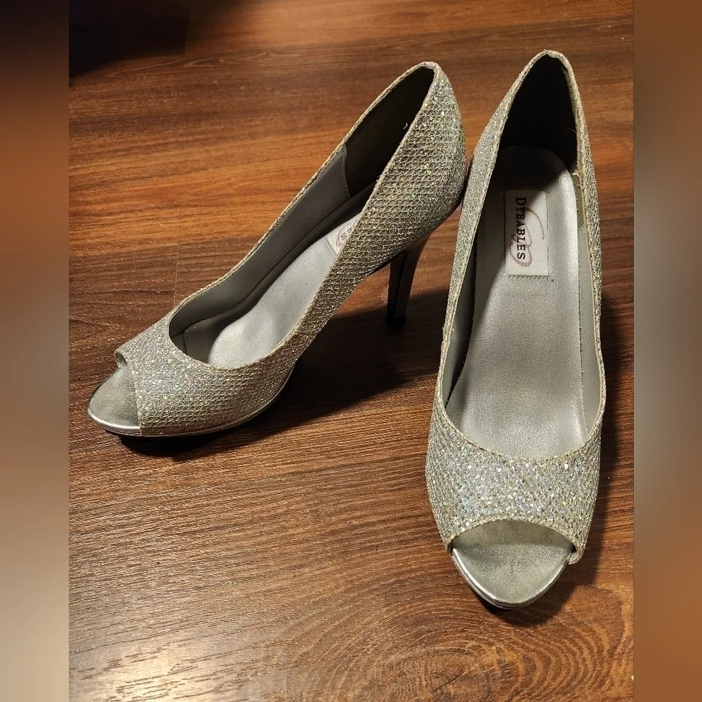 Glitter heels sliver - open toes